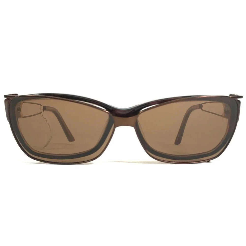 Easyclip Eyeglasses Frames WF EC925 BROWN/OLIVE Blue Frames with Clip On Lenses